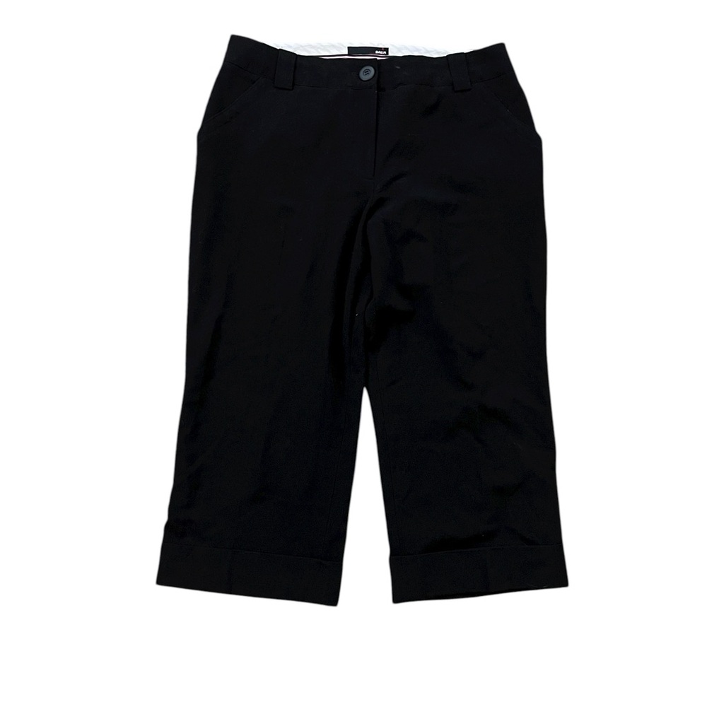 Vintage 90s Y2K Dalia Capri Trousers Cuffed Stretch Black 14